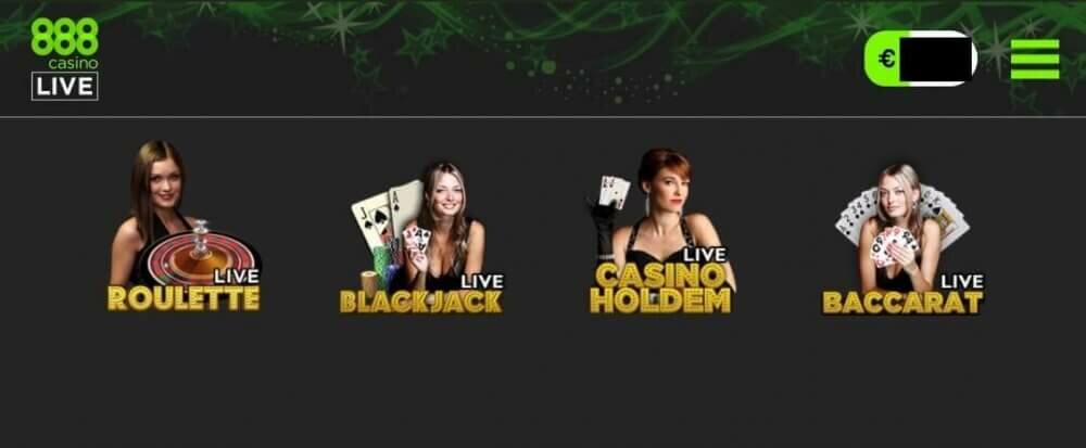 888 casino Live Casino App